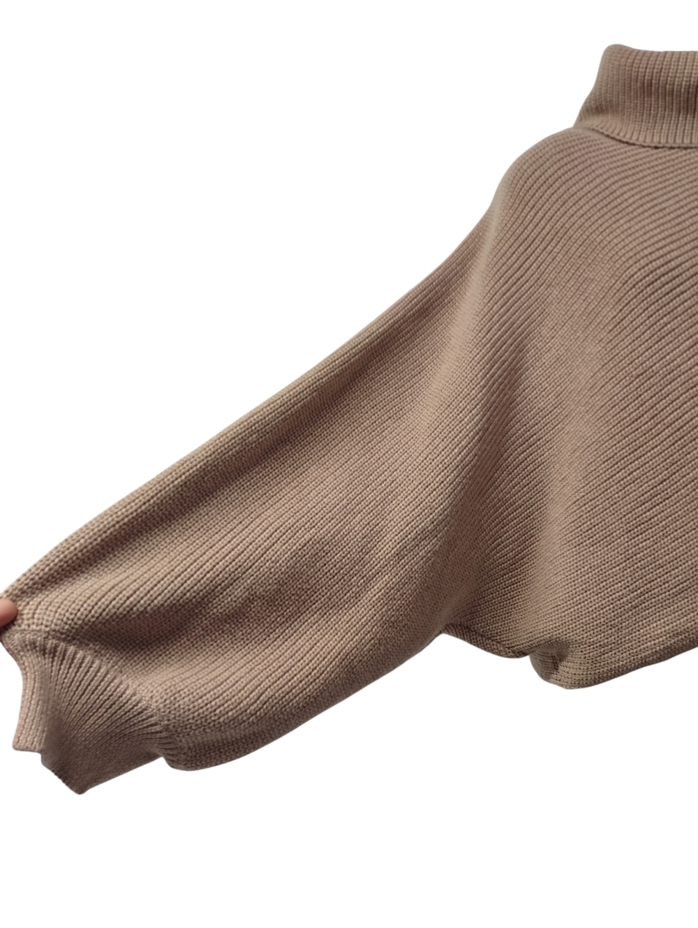 Cider Plus Size 4XL Solid High Neck Tulip Hem Knit Wrap Sweater Tan Camel NWOT - Picture 5 of 9